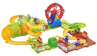 Building Block Train Brick Set Plastic Railway with Wheel - N/A