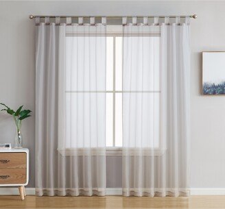 Tab Top Window Curtain Sheer Voile Panels for Living Room & Bedroom, Set of 2