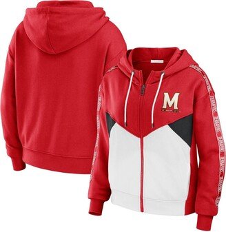 Women's Wear by Erin Andrews Red Maryland Terrapins Colorblock Full-Zip Hoodie Jacket