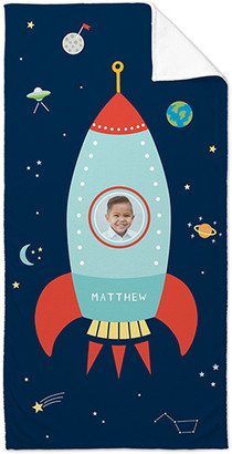 Towels: Moon And Stars Spaceship Towel, Blue