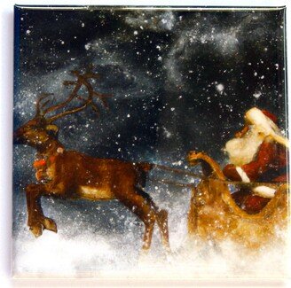 Santa Claus & Reindeer Fridge Magnet style A