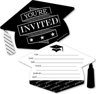 Big Dot of Happiness Graduation Cheers - Shaped Fill-in Invitations - Graduation Party Invitation Cards with Envelopes - Set of 12