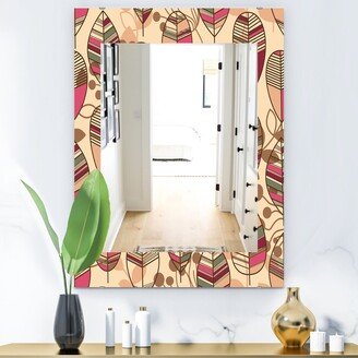 Designart 'Retro Autum Flowers' Bohemian and Eclectic Mirror - Frameless Modern Printed Wall Mirror