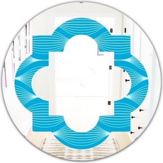 Designart 'Light Blue Wave pattern' Printed Modern Round or Oval Wall Mirror - Quatrefoil