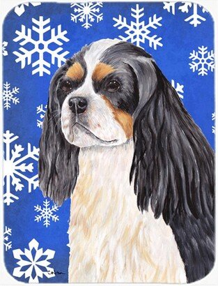 SC9391LCB Cavalier Spaniel Winter Snowflakes Holiday Glass Cutting Board