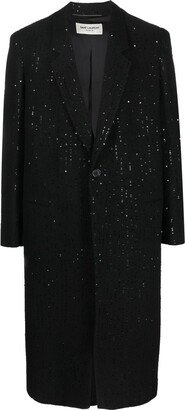 Sequin-Embellished Tweed Coat