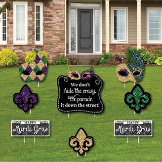 Big Dot Of Happiness Mardi Gras - Outdoor Lawn Decor - Masquerade Party Yard Signs - Set of 8