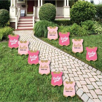 Big Dot Of Happiness Hello Little One & Gold - Lawn Decor - Outdoor Party Yard Decor - 10 Pc