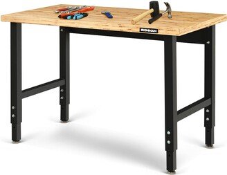 Adjustable Height Workbench Bamboo Top Steel Frame Heavy-duty - See Details