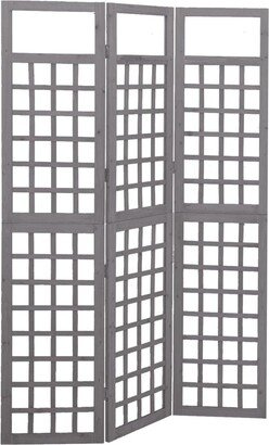 3-Panel Room Divider/Trellis Solid Fir Wood Gray 47.6