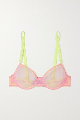 Ines Satin-trimmed Recycled-tulle Underwired Bra - Pink