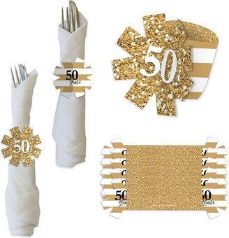 Big Dot of Happiness We Still Do - 50th Wedding Anniversary - Anniversary Party Paper Napkin Holder - Napkin Rings - Set of 24