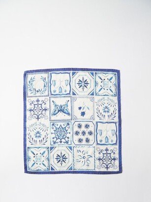 Set Of Six Azulejos Tile-print Linen Napkins