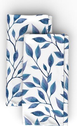 Cloth Napkins: Magic Leaves - Blue Cloth Napkin, Longleaf Sateen Grand, Blue