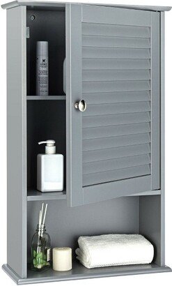 Bathroom Wall Mount Storage Cabinet Single Door w/Height Adjustable Shelf Grey