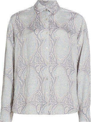 Mackenzie Printed Button-Front Blouse