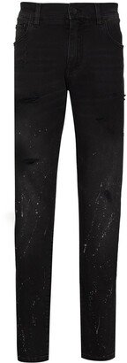 Splatter-Paint Tapered-Leg Jeans