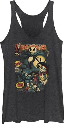 Nightmare Before Christmas Comic Cover Women's Racerback Tank Top