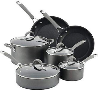 Elementum Hard Anodized Nonstick Cookware Pots and Pans Set, 10 Piece, Oyster Gray