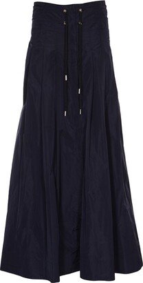 High-Waisted Drawstring Maxi Skirt