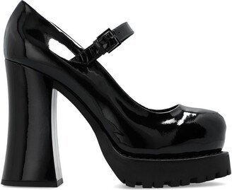 Buckle-Strap Chunky Pumps