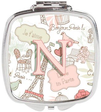 CJ2002-NSCM Letter N Love in Paris Pink Compact Mirror