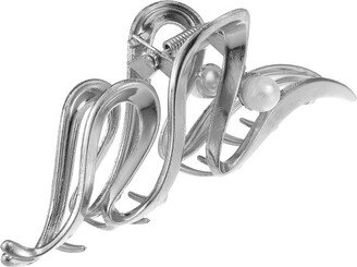 Unique Bargains Women's Metal Hair Claws 4.65x1.85x1.42 1Pc Silver Tone