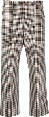 Check-Print Straight-Leg Trousers-AB