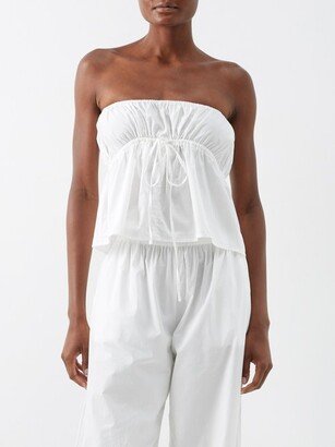 Strapless Drawstring Organic-cotton Pyjama Top