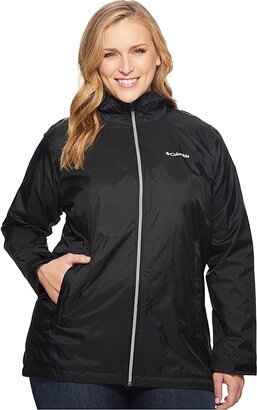 Plus Size Switchback Lined Long Jacket (Black) Women's Coat