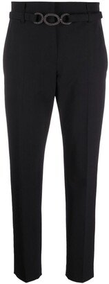 Monili-buckle tapered trousers