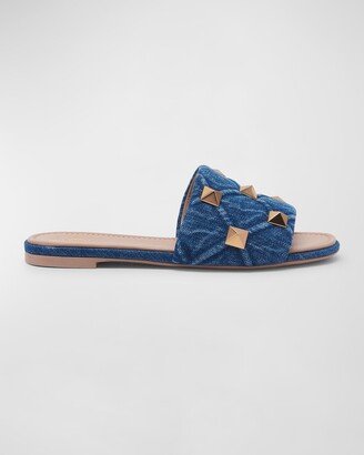 Roman Stud Denim Slide Sandals