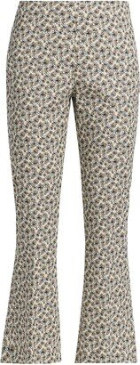 Grace Floral Ankle-Crop Flared Trousers