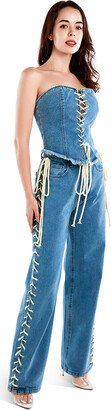 Lace Up Denim Trousers