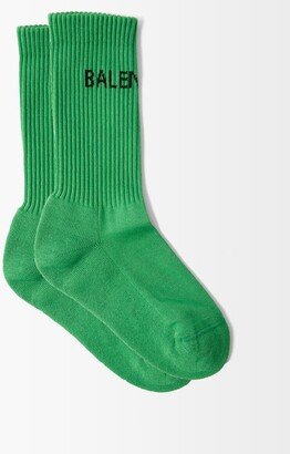 Logo-intarsia Ribbed Cotton-blend Jersey Socks