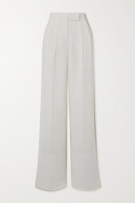 Pleated Silk-georgette Wide-leg Pants - White