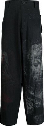 Graphic-Print Wide-Leg Trousers-AA