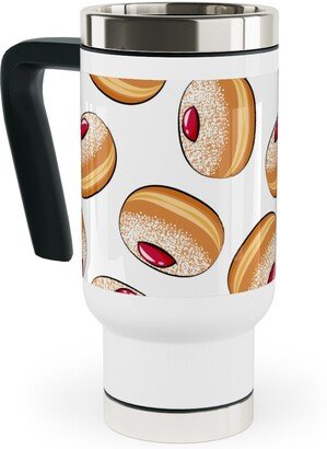 Travel Mugs: Sufganiyot (Jelly Doughnuts) - On White Travel Mug With Handle, 17Oz, Multicolor