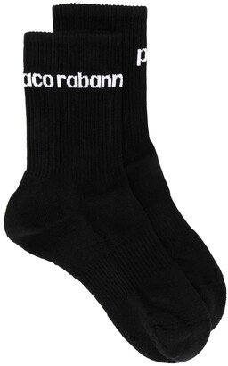 Rabanne Ribbed Knit Logo Socks