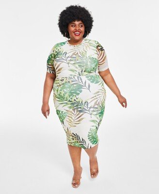 Nina Parker Trendy Plus Size Mesh Midi Dress, Created for Macy's