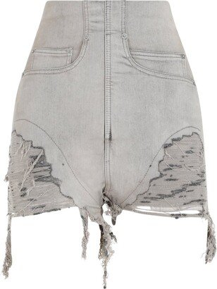 Distressed-Effect Denim Shorts