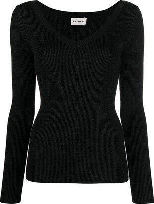 glittered V-neck jumper