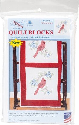 Jack Dempsey Stamped White Quilt Blocks 18X18 6/Pkg-Cardinal