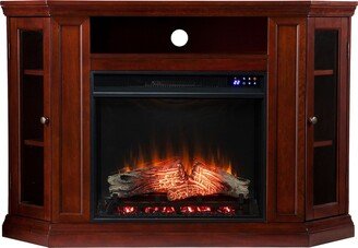 Southern Enterprises 48 Red Modern Style Triangular Electric Corner Fireplace Storage