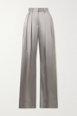 Luisa Satin Wide-leg Pants - Silver