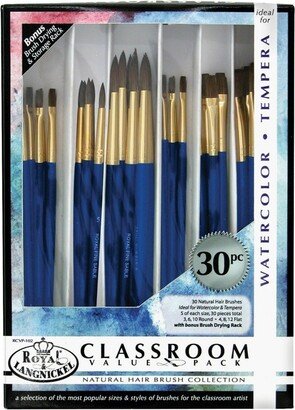 Royal & Langnickel Natural Brushes Classroom Value Pack, Assorted Size, Set of 30