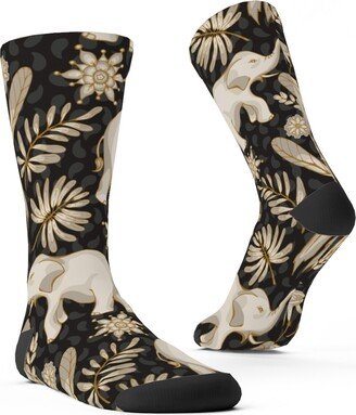 Socks: Elephant Love - Neutral On Dark Custom Socks, Black
