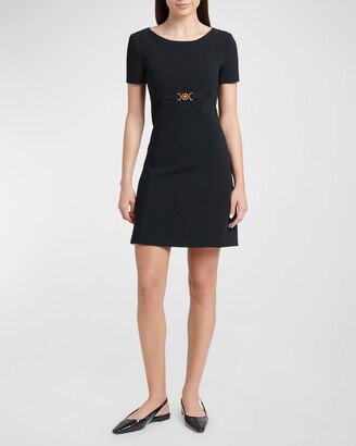 Techno-Cady Short Sleeve A-Line Mini Dress