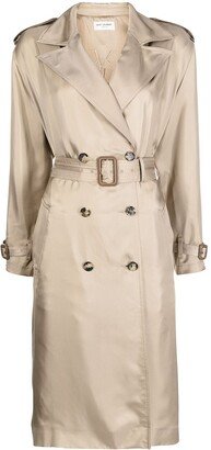Double-Breasted Silk Trench Coat
