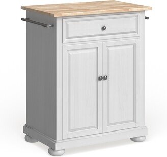 Crosley Furniture Alexandria Wood Top Portable Kitchen Island in White Finish